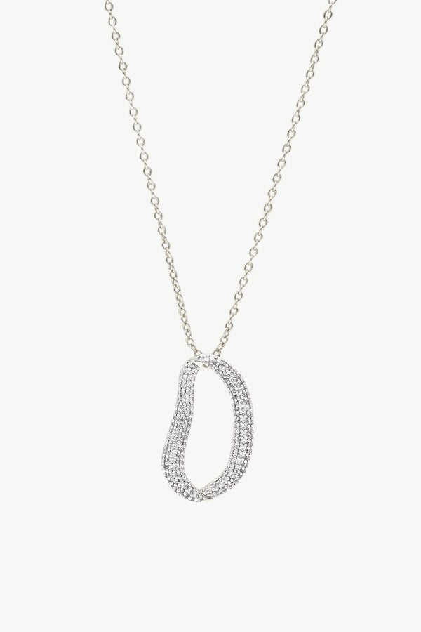 Infinity Silver Pavé Diamond Irregular Hoop Pendant Necklace