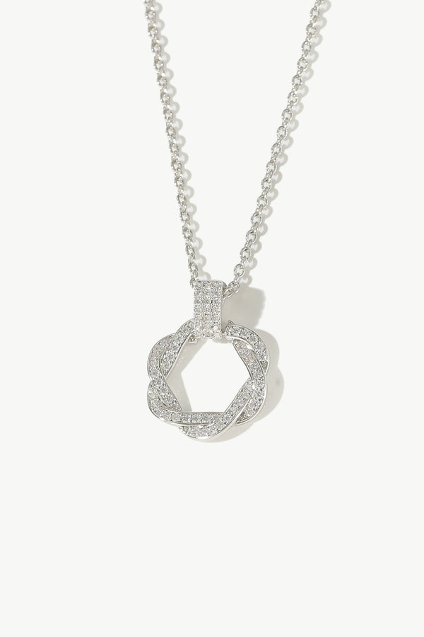 Ysabel Silver Pavé Diamond Eternity Twist Hoop Pendant Necklace