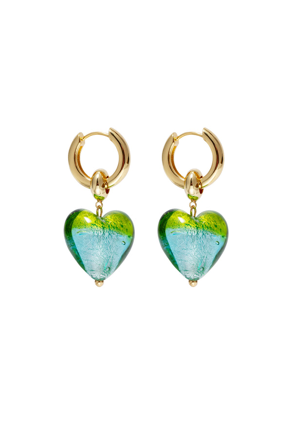 Esmée Mint Green Murano Heart Drop Earrings