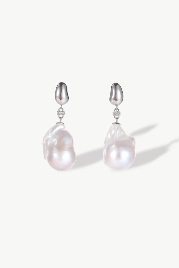 Doris Sterling Silver Natural Baroque Pearl Drop Earrings