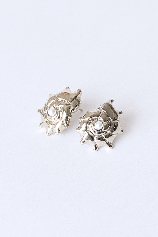 Leah Silver Shell Stud Earrings
