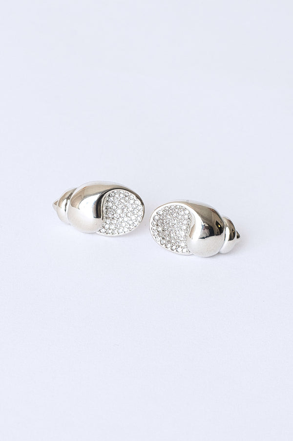 Lexi Silver Crystal Seashell Stud Earrings