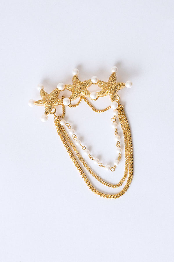 Lila Gold Starfish Waterfall Brooch
