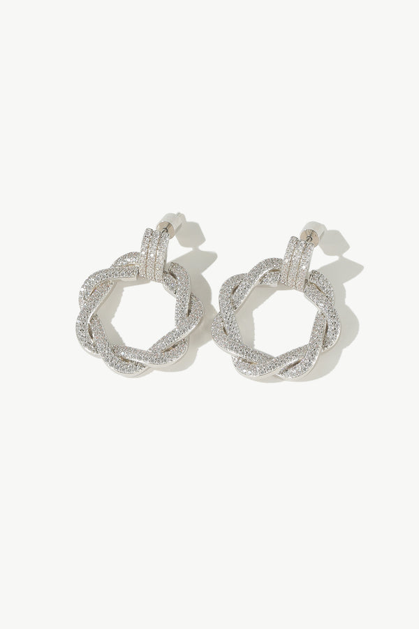 Ysabel Silver Pavé Diamond Eternity Twist Hoop Earrings