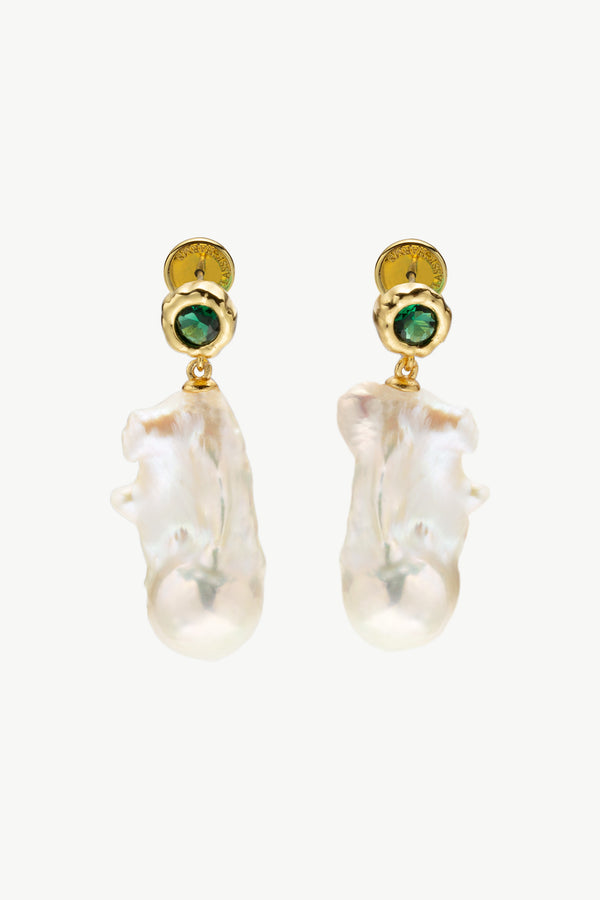 Skyler Emerald Baroque Pearl Drop Earrings