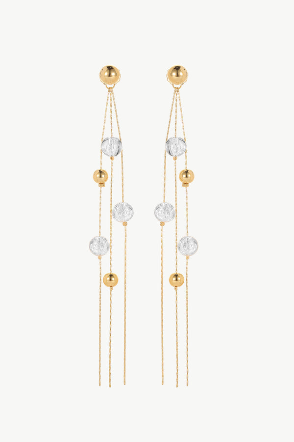 FrostLily Azeztulite Crystal and Gold Bead Drop Earrings