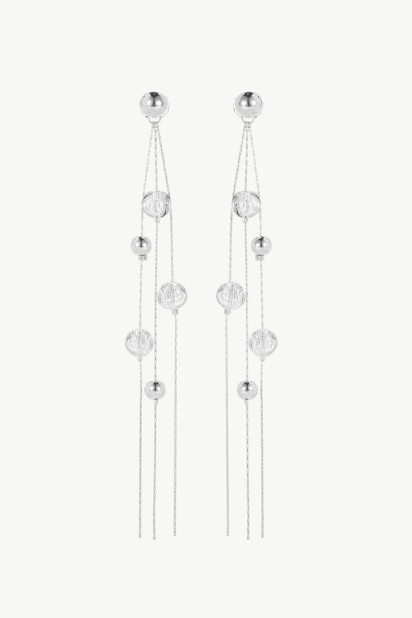 FrostLily Azeztulite Crystal and Silver Bead Drop Earrings