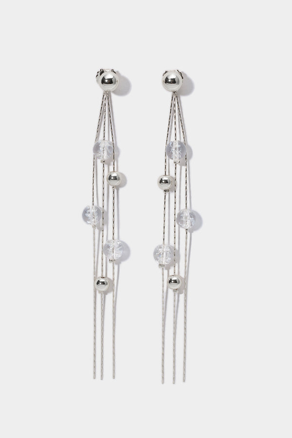 FrostLily Azeztulite Crystal and Silver Bead Drop Earrings