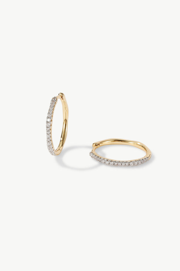 Gaia Celestial Sunburst Gold Diamond Mini Hoop Earrings