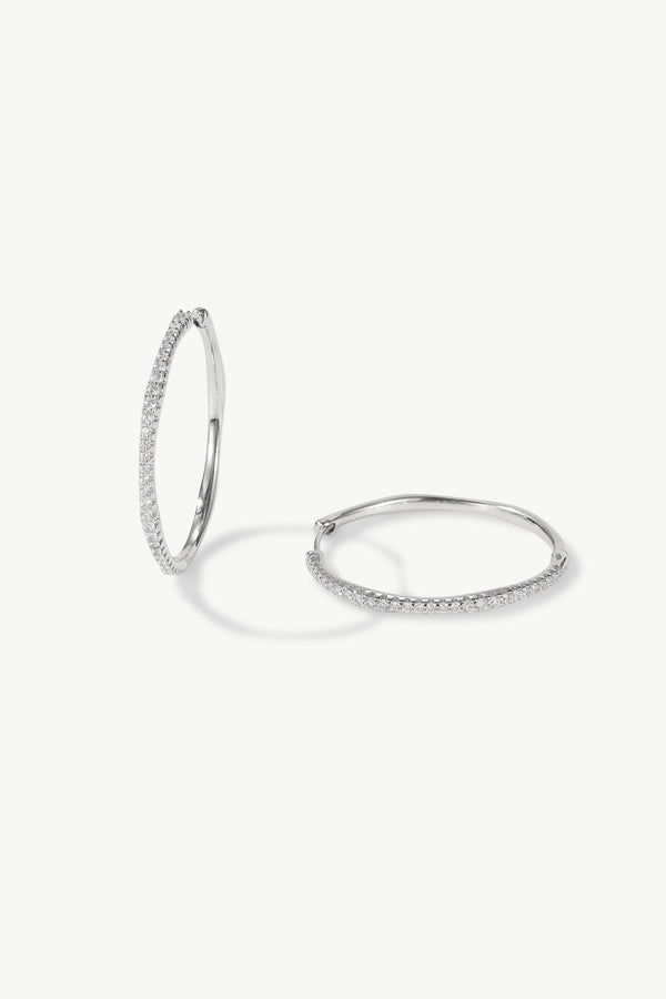 Gaia Celestial Sunburst Silver Diamond Hoop Earrings