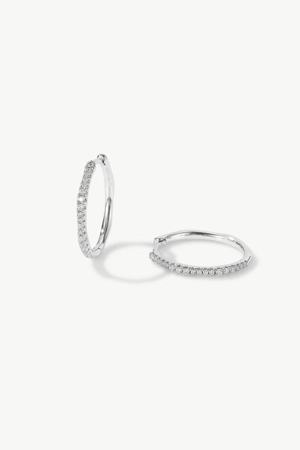 Gaia Celestial Sunburst Silver Diamond Mini Hoop Earrings