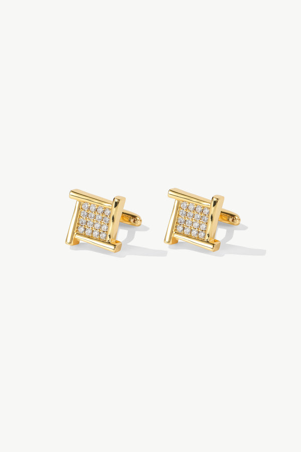 Atlas Square Gold Gem Cufflinks