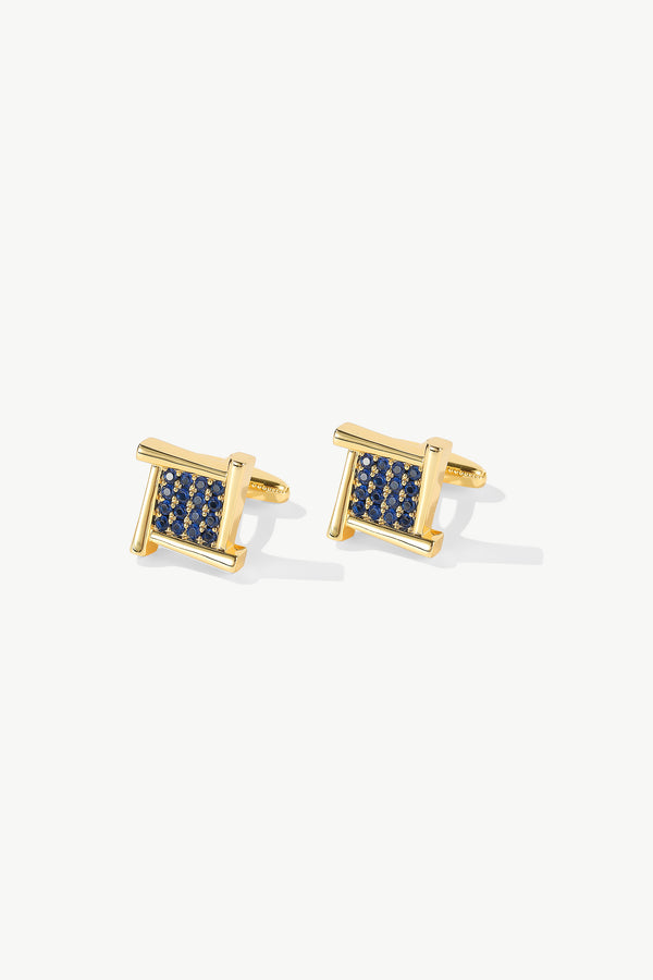 Atlas Sapphire Square Grid Cufflinks