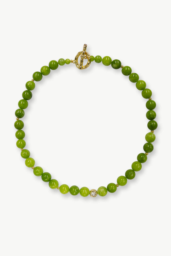 Olivia Peridot Bead  Choker Necklace-10mm