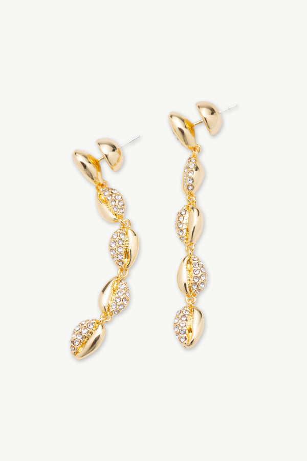Lucia Gold Cascade Pavé Crystals Shell Drop Earrings