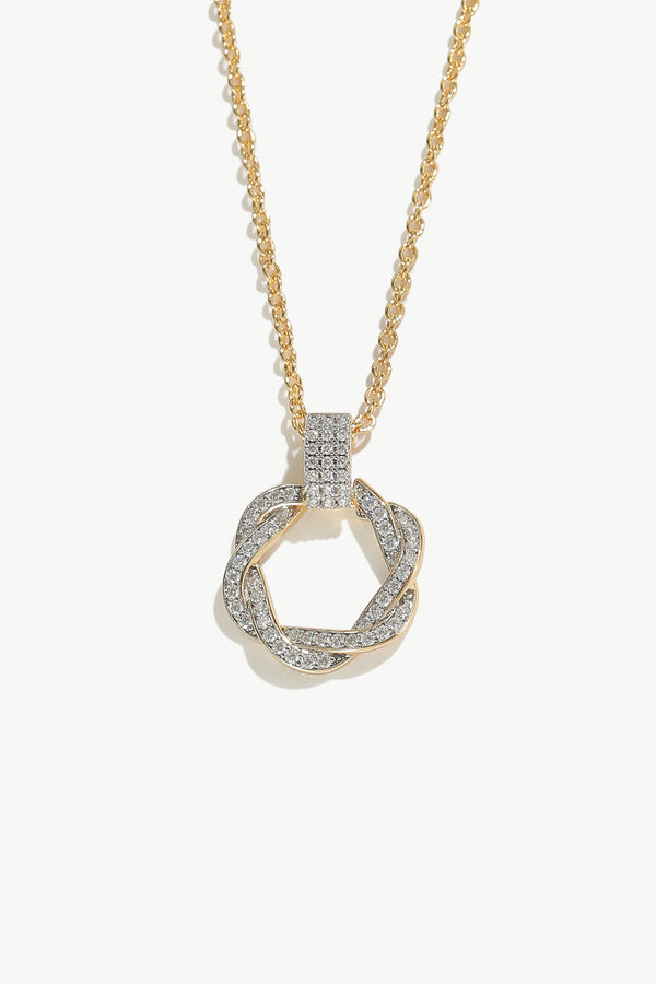 Ysabel Gold Pavé Diamond Eternity Twist Hoop Pendant Necklace