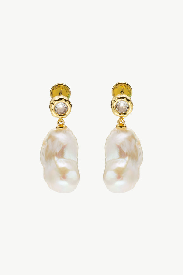 Skyler Gold Baroque Pearl Drop Earrings