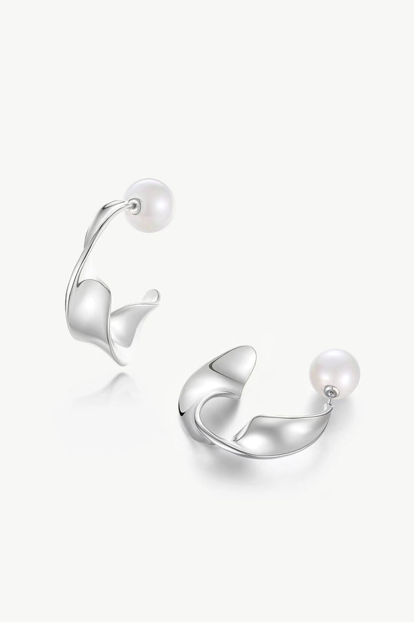 Silver Chunky Wave Hoop Earrings