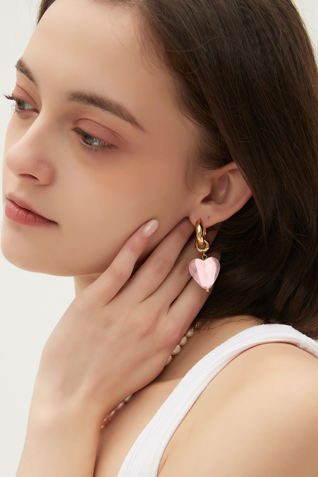 Esmée Pink Glaze Heart Dangle Earrings - Classicharms