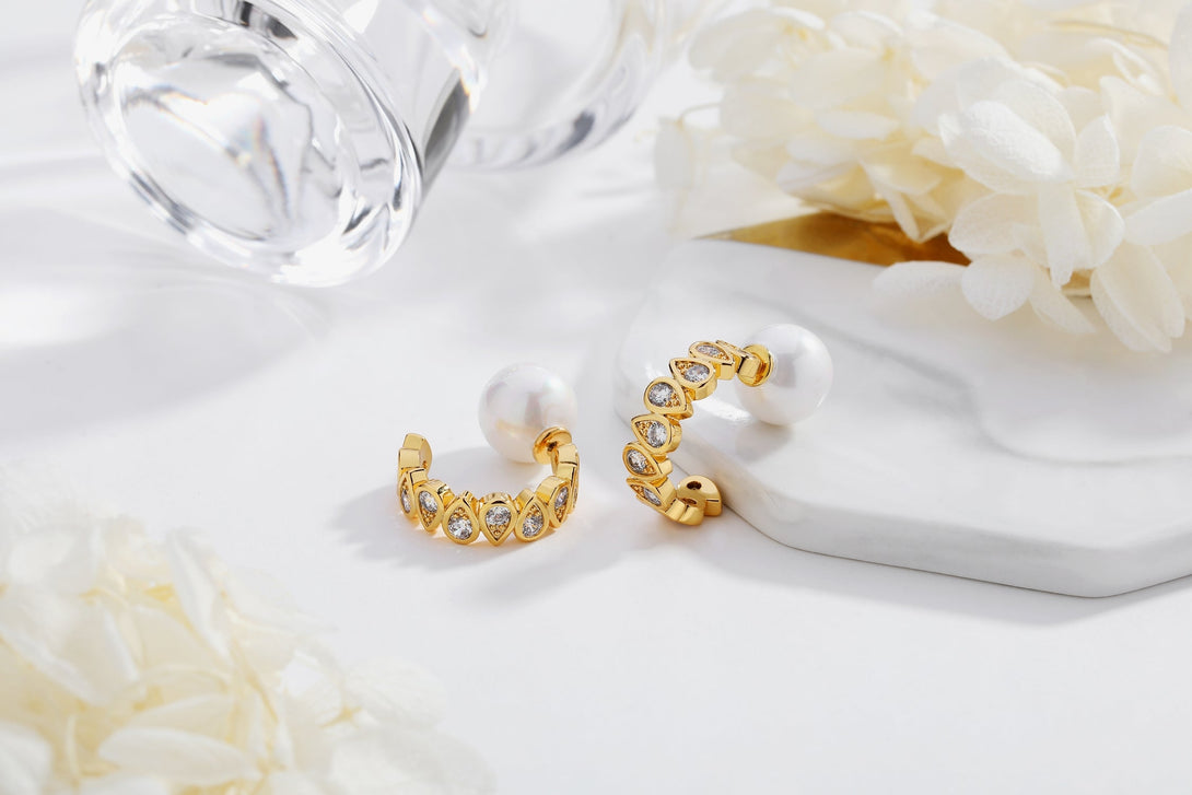 Golden Teardrop Zirconia Earrings - Classicharms