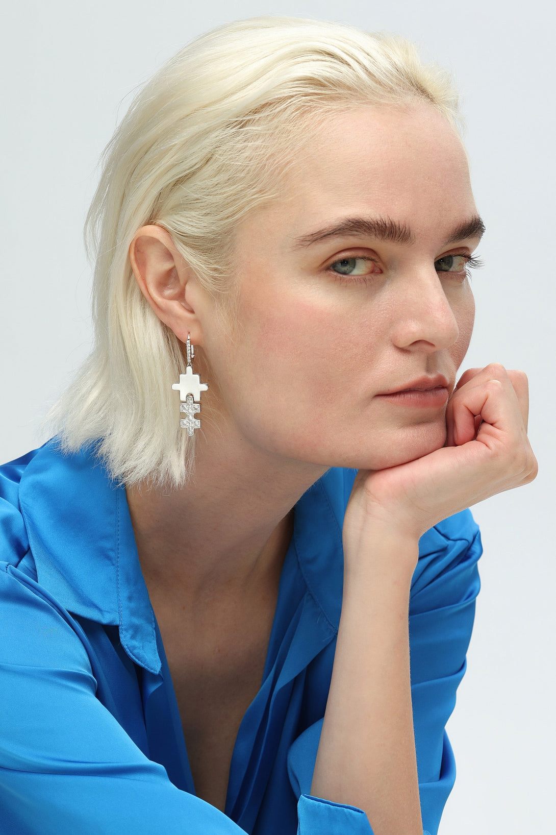 Silver Jigsaw Puzzle Drop Earrings - Classicharms