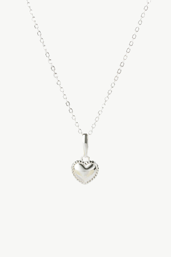 925 Sterling Silver Carved Heart Pendant Necklace - Classicharms
