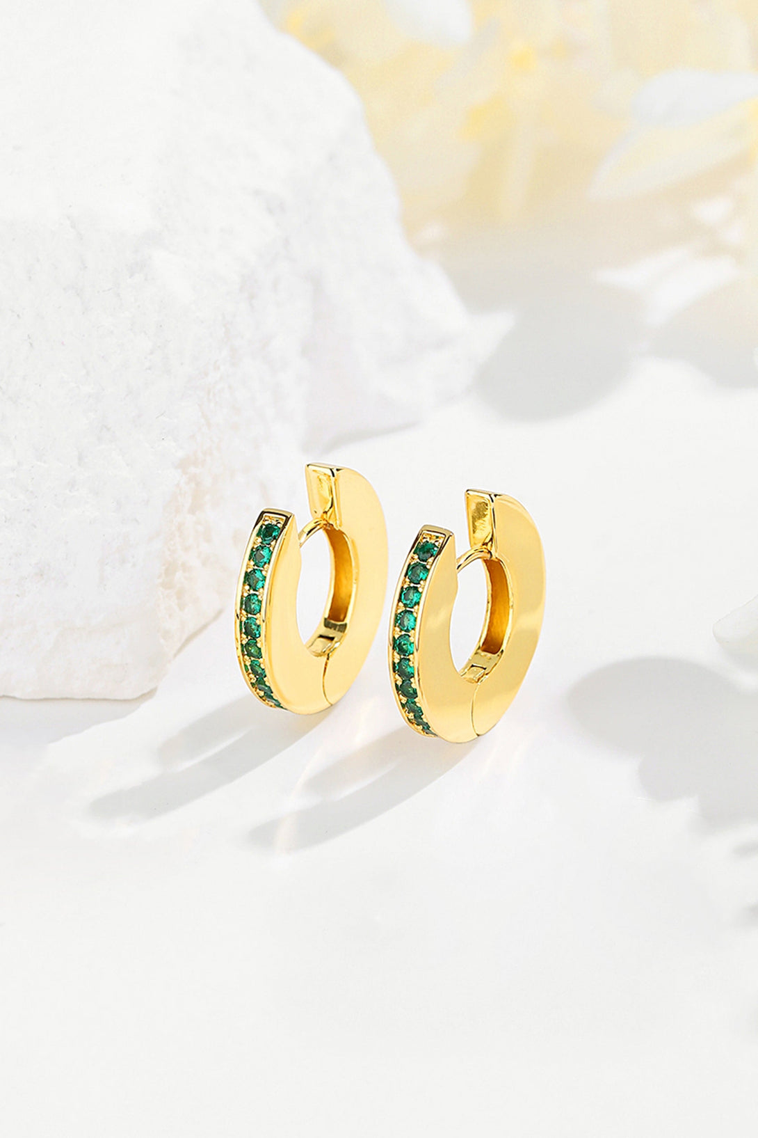 Adara Emerald Cubic Zirconia Hoop Earrings - Classicharms