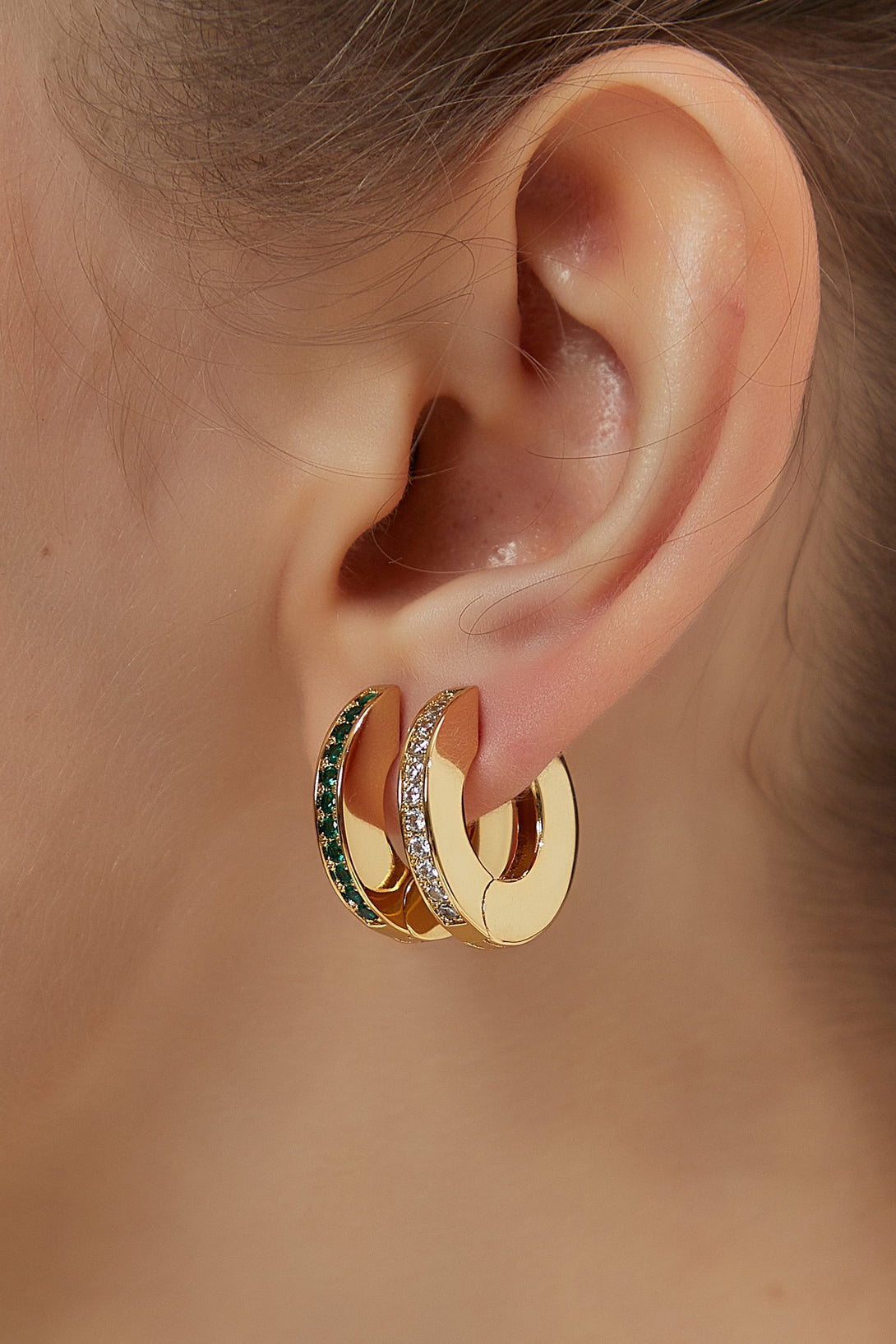 Adara Emerald Cubic Zirconia Hoop Earrings - Classicharms