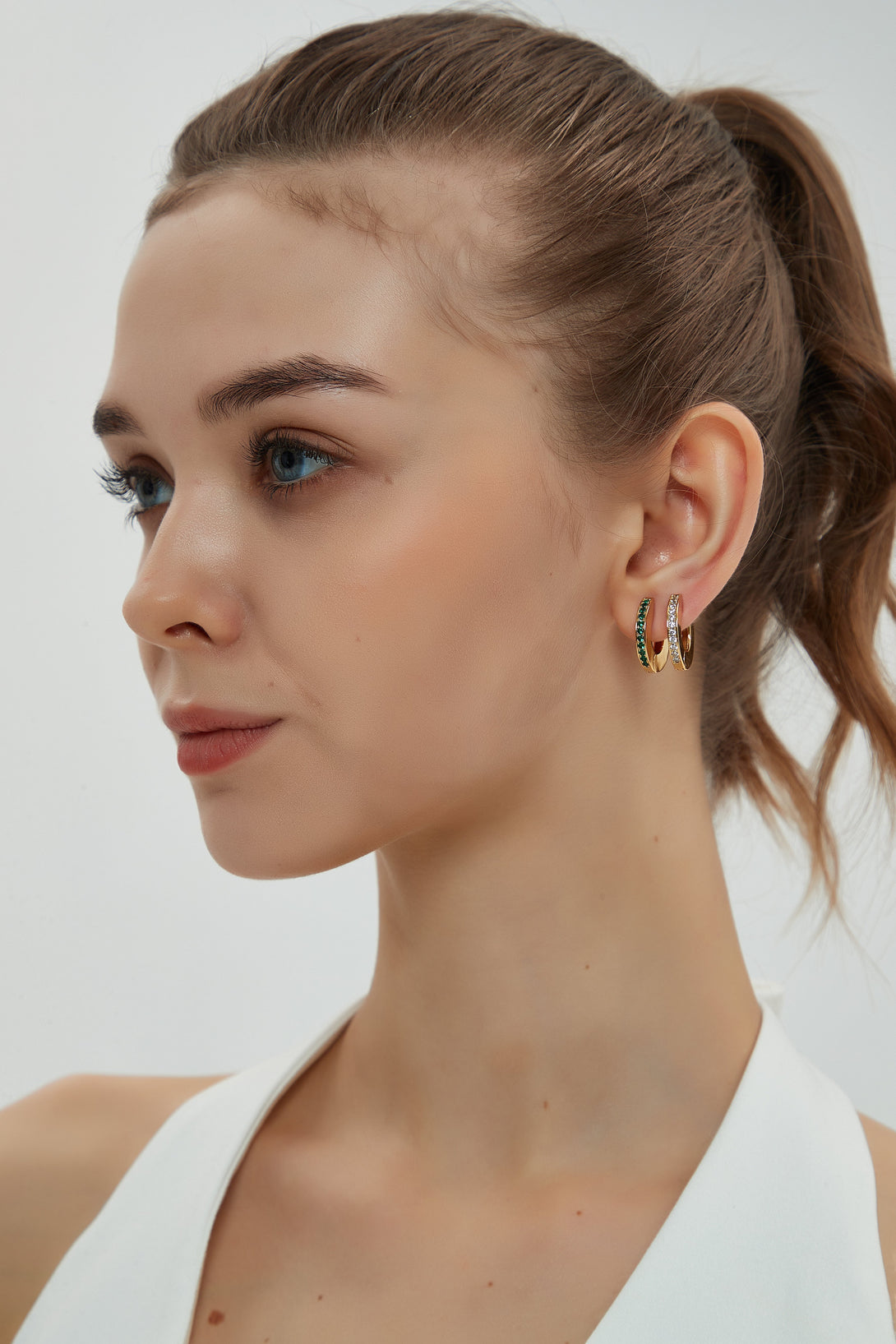Adara Gold Hoop Cubic Zirconia Earrings - Classicharms