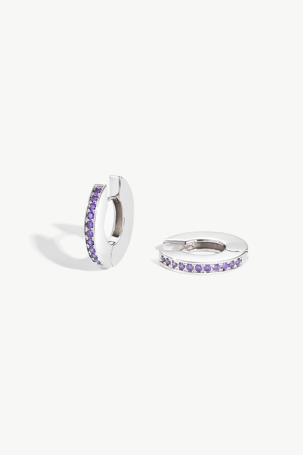 Adara Purple Cubic Zirconia Hoop Earrings - Classicharms