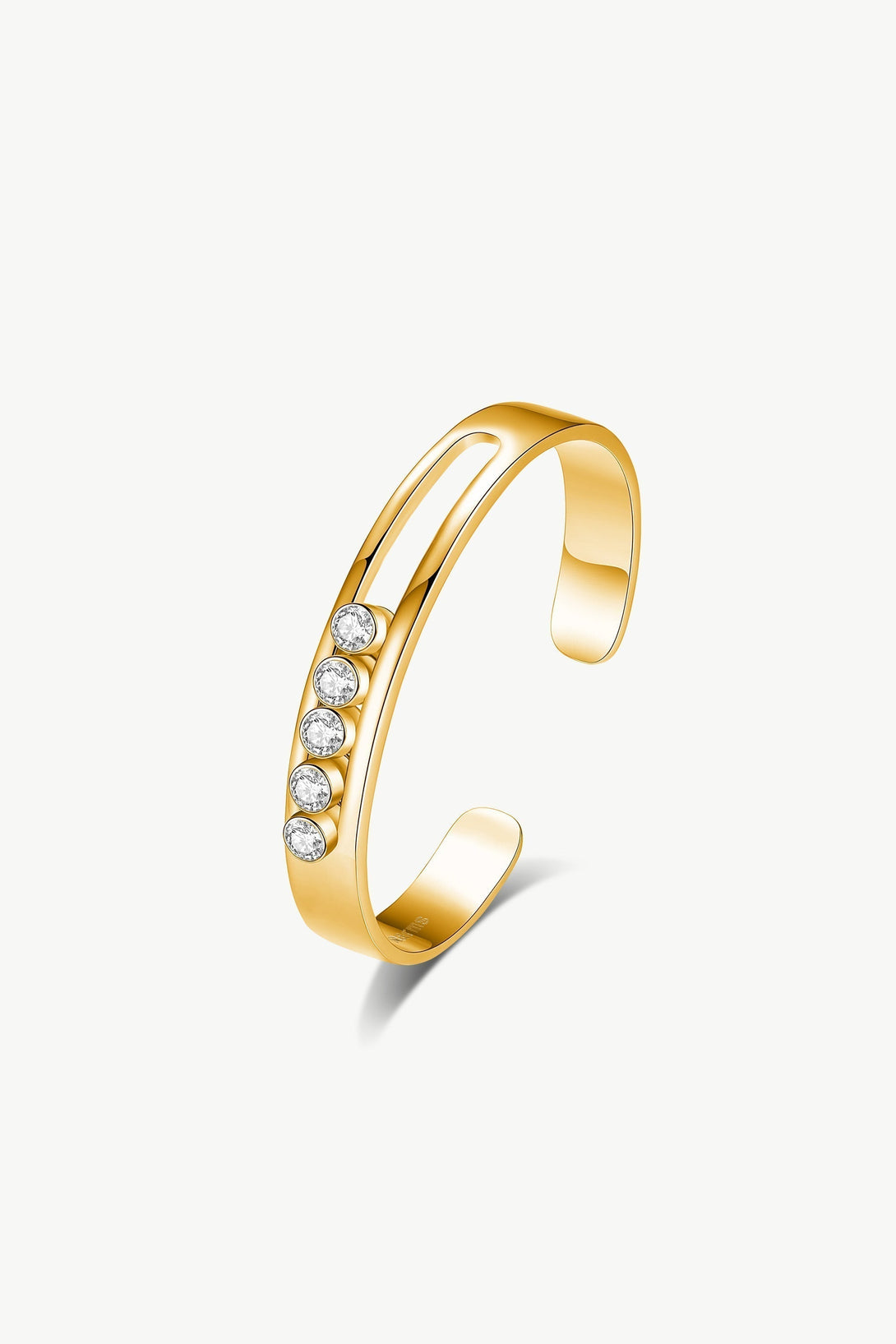 Audrey Gold Twinkling Clear Zirconia Half Crescent Bangle Bracelet - Classicharms