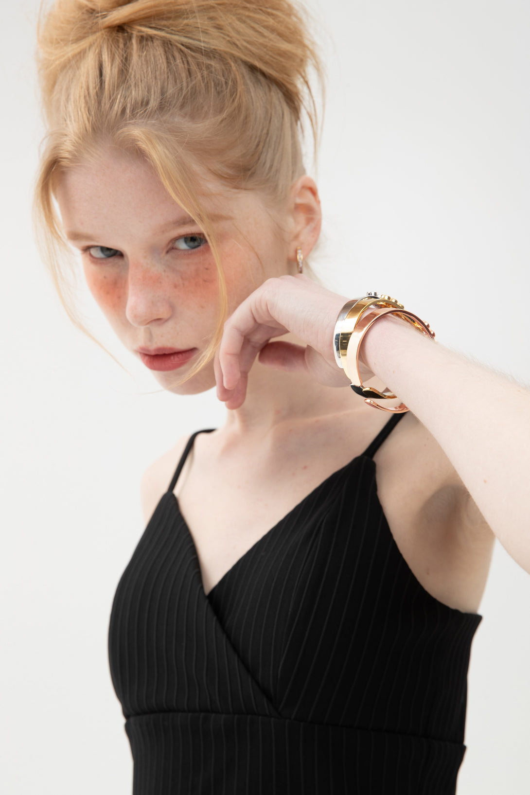 Audrey Rose Gold Twinkle Clear Zirconia Bangle Bracelet - Classicharms