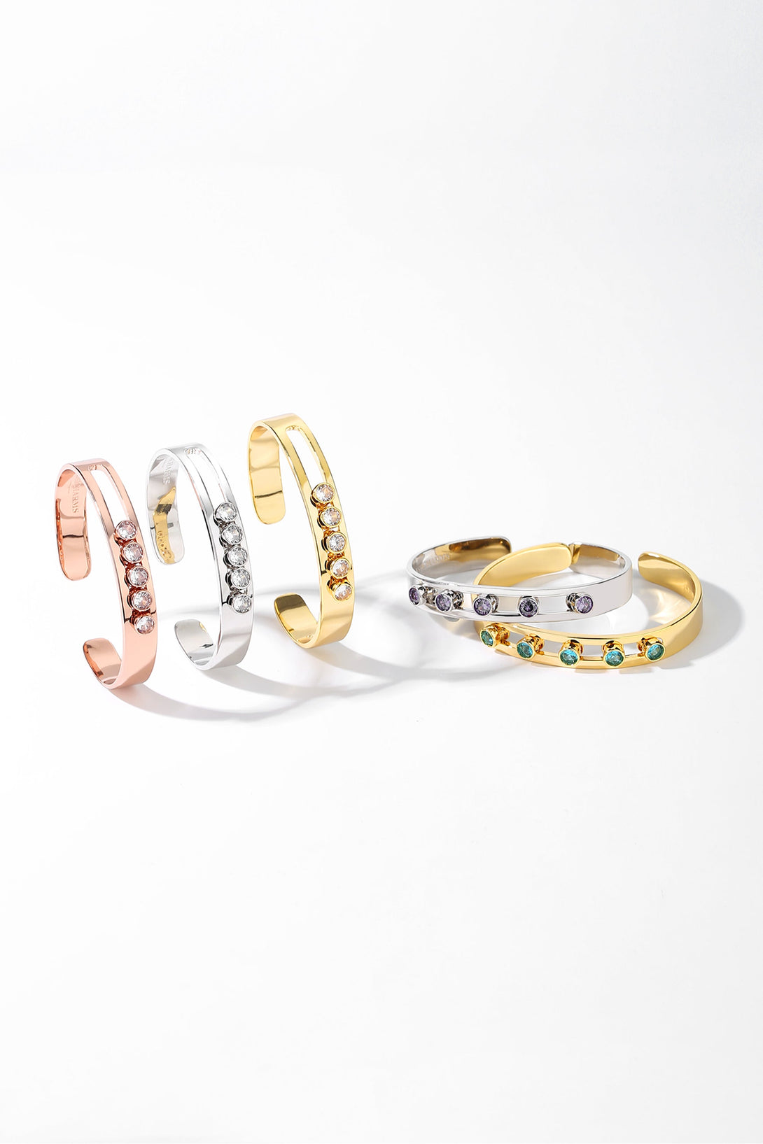 Audrey Silver Twinkling Purple Zirconia Half Crescent Bangle Bracelet - Classicharms