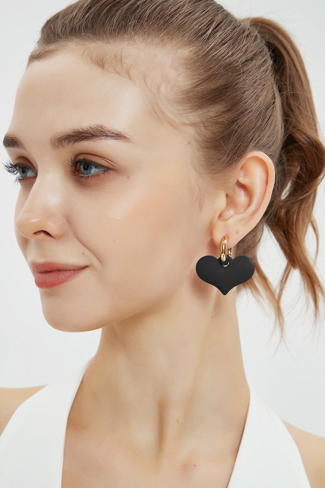 Black Chunky Heart Drop Earrings - Classicharms