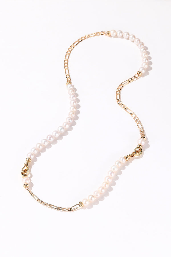 Brísingamen Versatile Gold Figaro Chain & Pearl Necklace - Classicharms