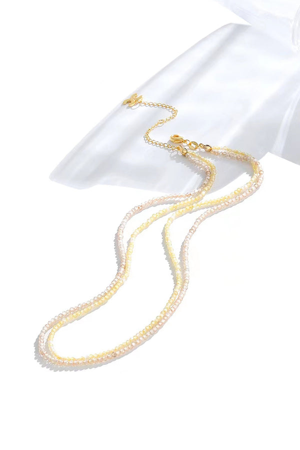 Clarice Gold Crystal Mini Beaded Double Layered Necklace - Classicharms