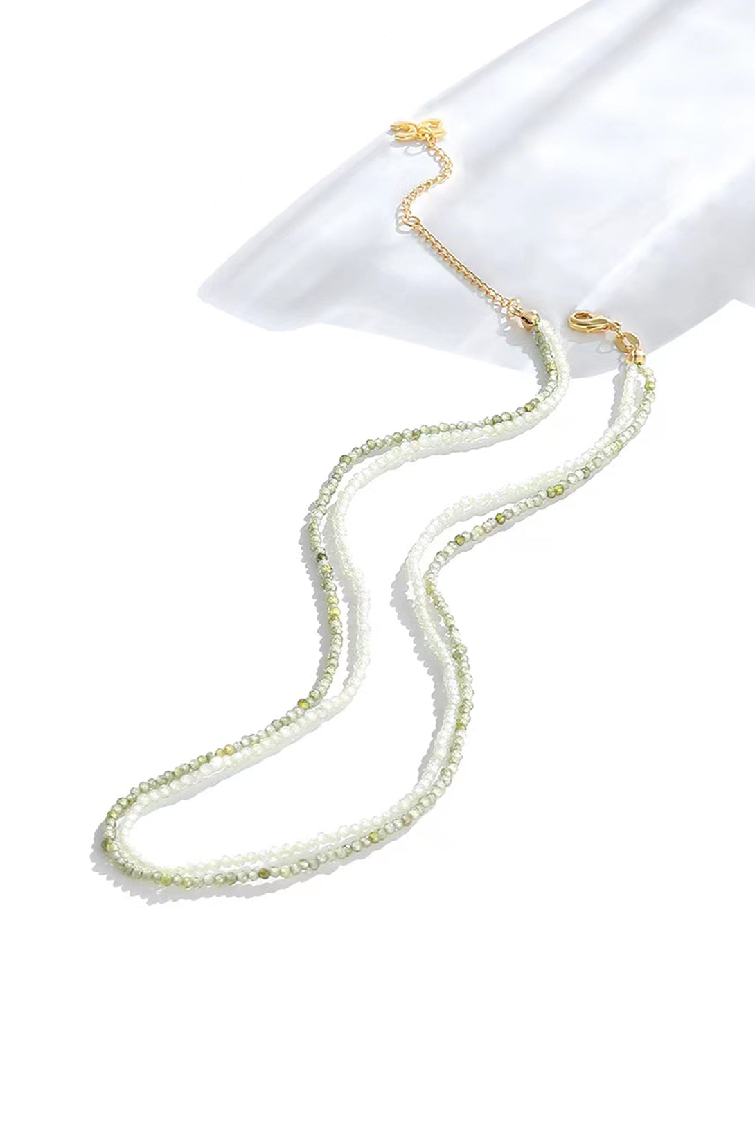 Clarice Lime Green Crystal Mini Beaded Double Layered Necklace - Classicharms