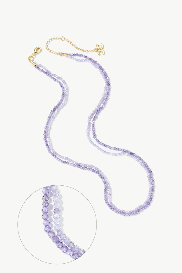 Clarice Purple Crystal Mini Beaded Double Layered Necklace - Classicharms
