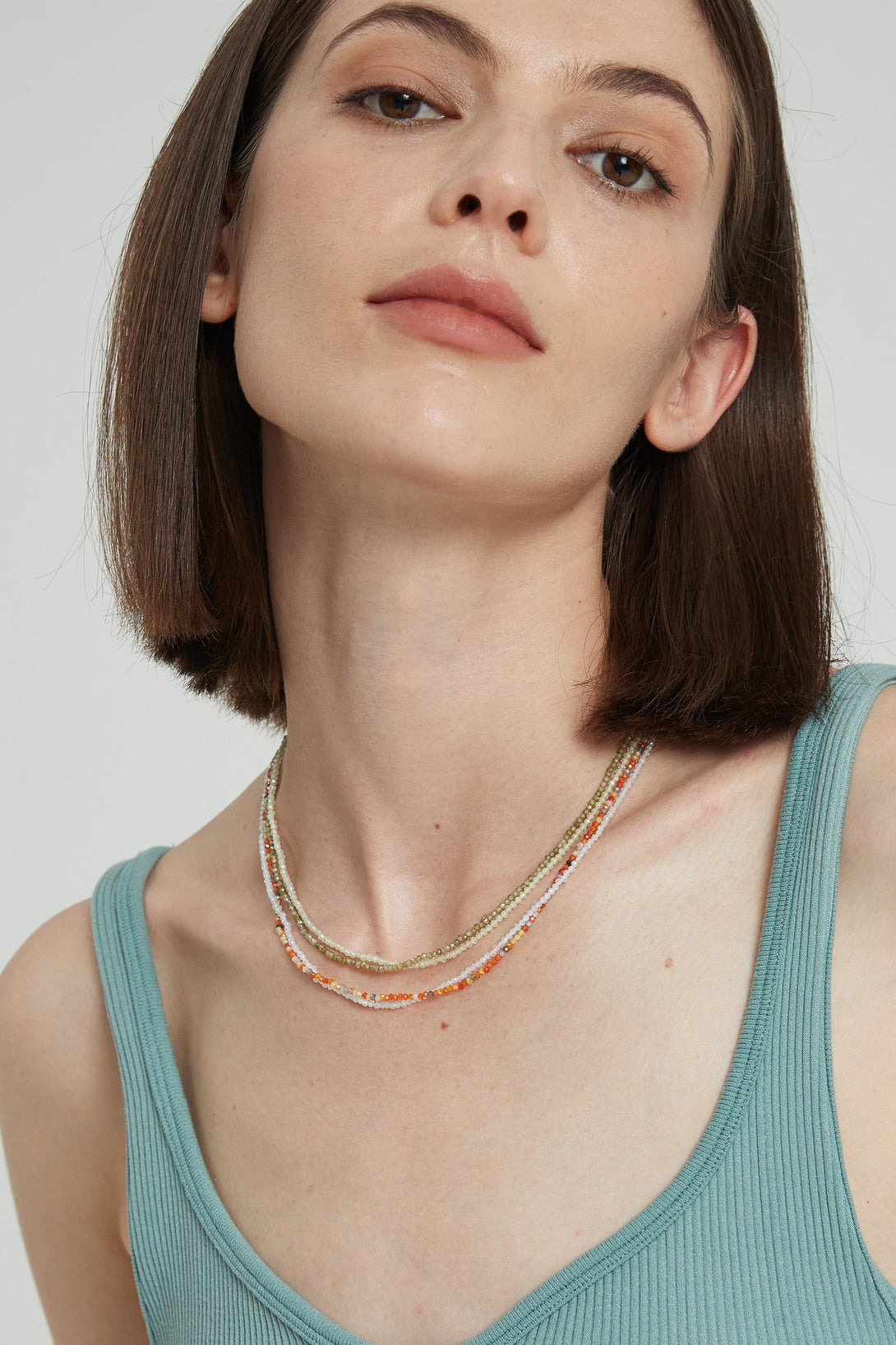 Clarice Rainbow Crystal Mini Beaded Double Layered Necklace - Classicharms