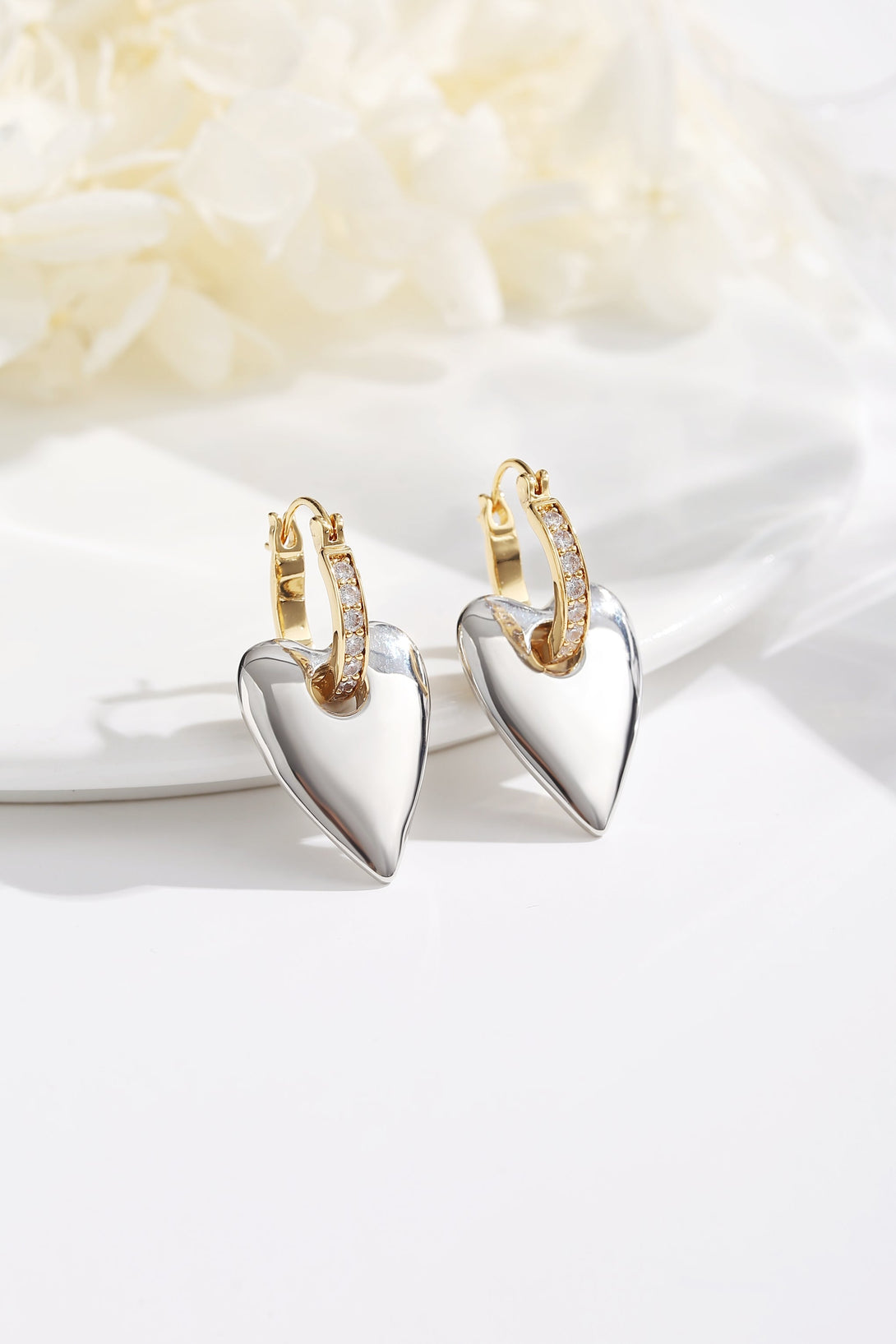 Cubic Zirconia Heart Dangle Earrings - Classicharms
