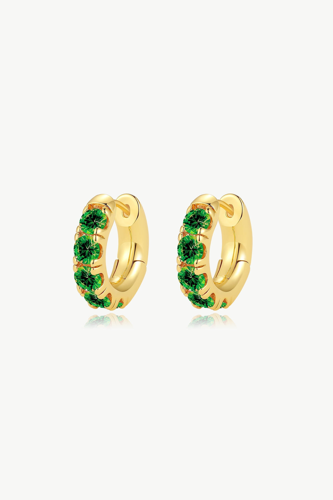 Daniela Gold Huggie Hoop Emerald Zirconia Earrings - Classicharms