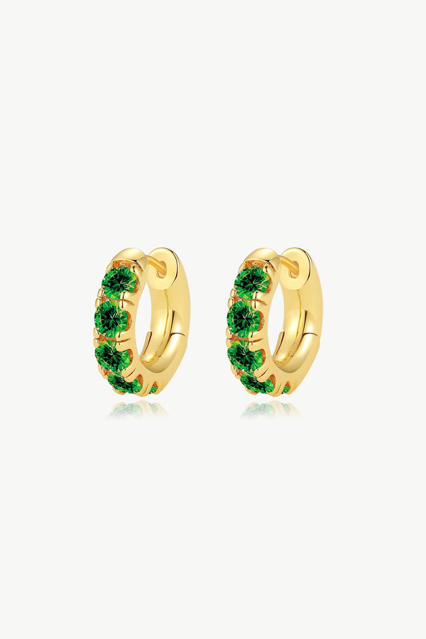 Daniela Gold Huggie Hoop Emerald Zirconia Earrings - Classicharms