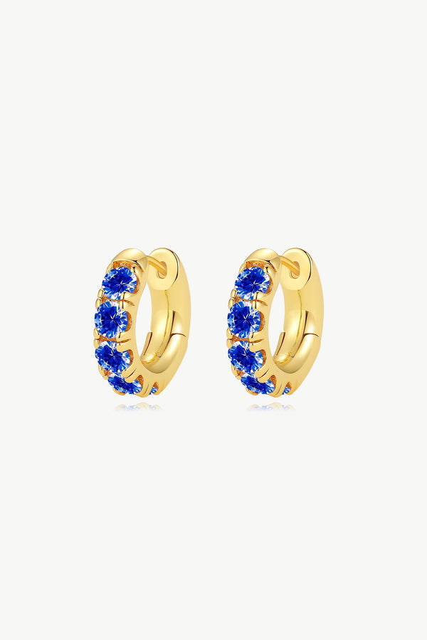 Daniela Gold Huggie Hoop Sapphire Blue Zirconia Earrings - Classicharms