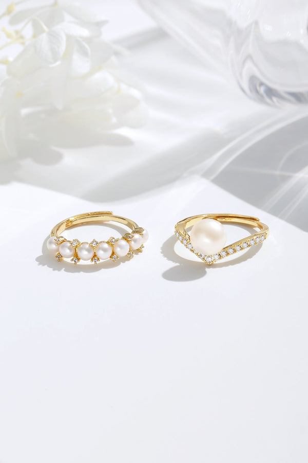 Diamond Accent Pearl Ring Set - Classicharms