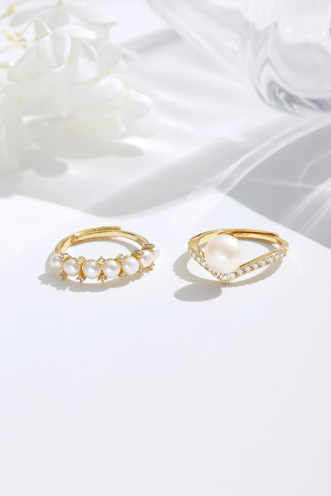 Diamond Accent Pearl Ring Set - Classicharms