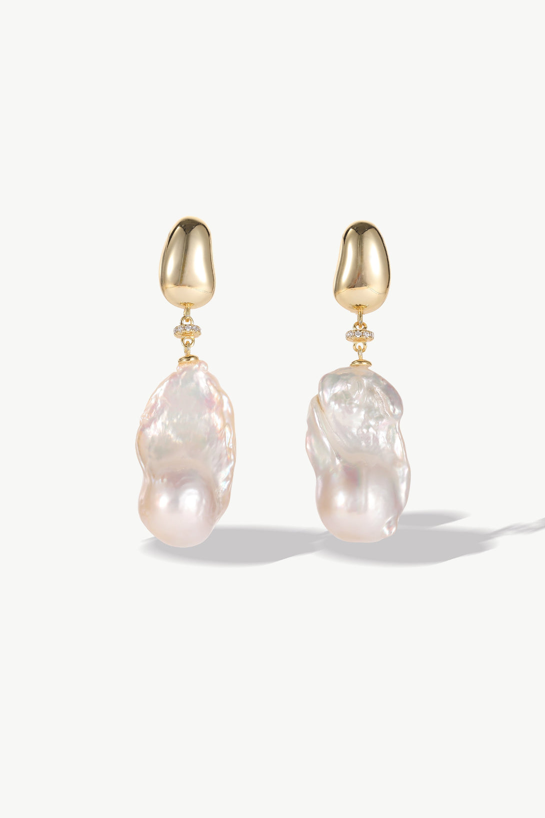 Doris Gold Vermeil Large Natural Baroque Pearl Drop Earrings - Classicharms