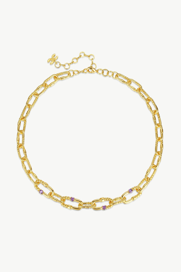 Double Colored Zirconia Gold Chain Necklace - Classicharms