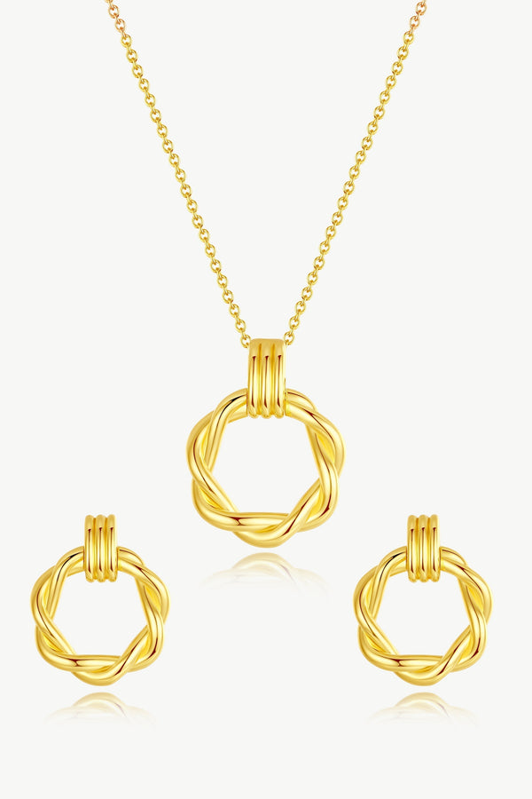 Eléa Twisted Hoop Pendant Necklace and Earrings Set - Classicharms
