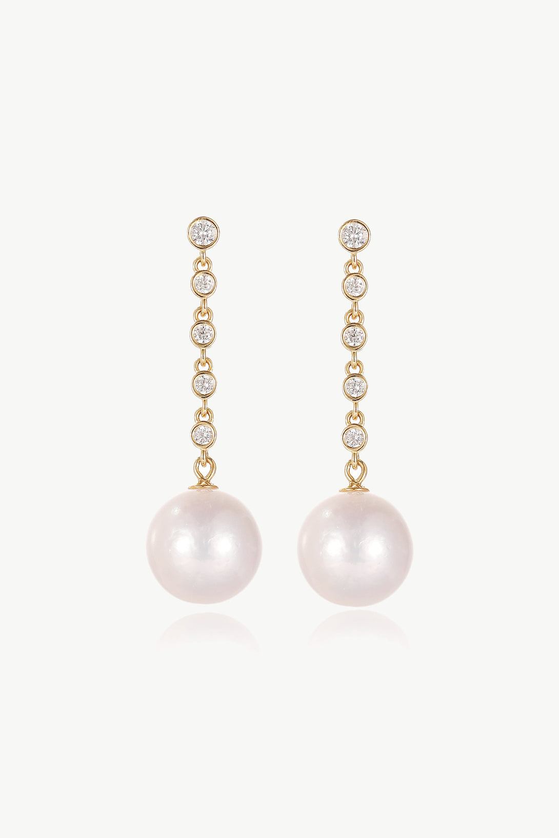 Electra Gold Vermeil Diamond Rivière Pearl Drop Earrings - Classicharms