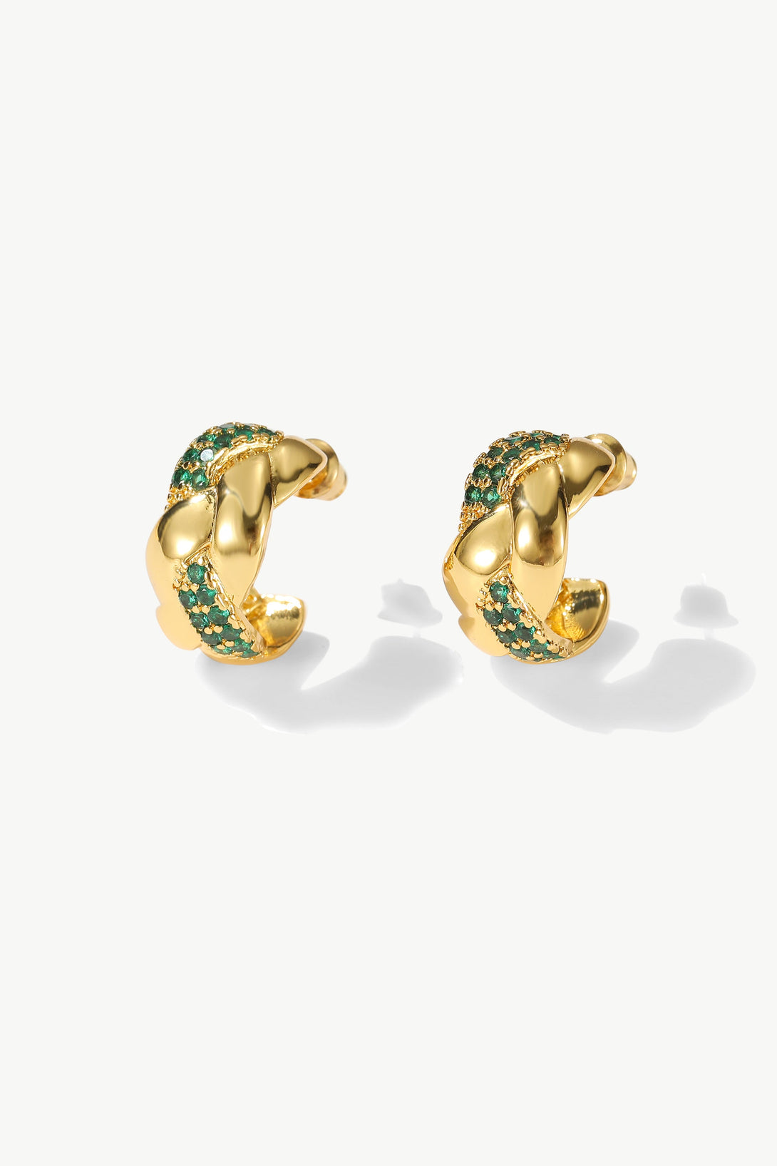Emerald Braided Design Cuff Hoop Earrings - Classicharms
